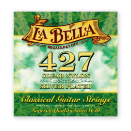 La Bella 427-MT Elite - Clear Nylon, Silver-Plated. Med. Tension