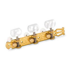 Schaller Grandtune Classic Lyra. Gold, Perloid, White String Roller