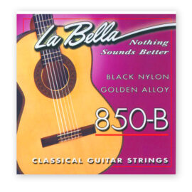 La Bella 850-B - Black Nylon, Golden Alloy. Medium Tension
