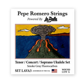 Pepe Romero Strings LAVA3 Tenor/Concert/Soprano Ukulele Set Wound Low G (Smoke Gray Fluorocarbon)